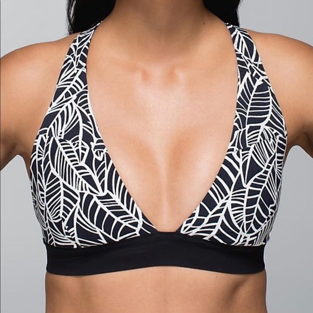lululemon athletica Black & White Leaf-Print Bikini Top